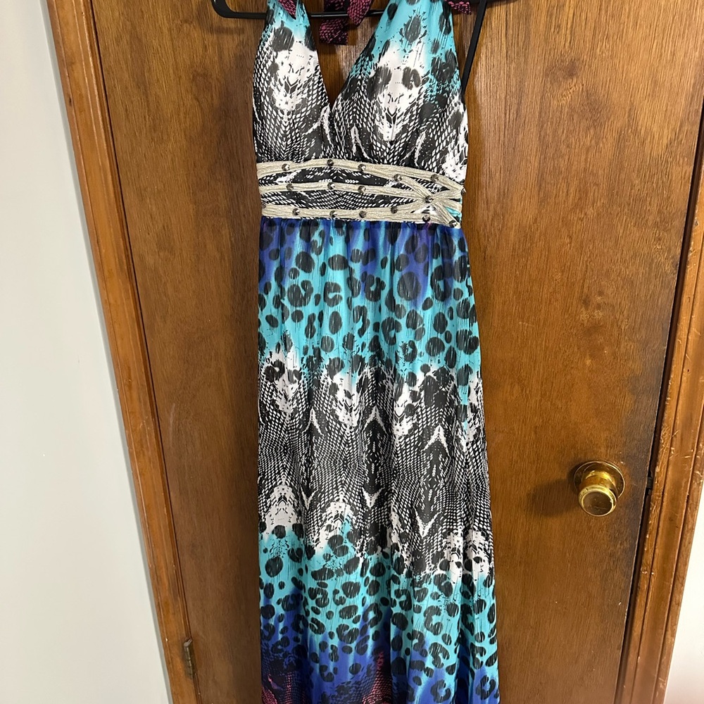 NWT 2b Bebe Multicolor Animal Print Maxi Dress